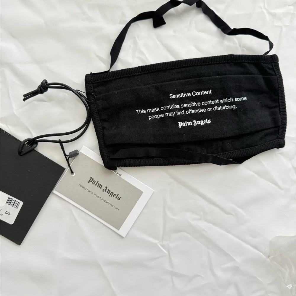 Palm Angels Black Mask with White Text